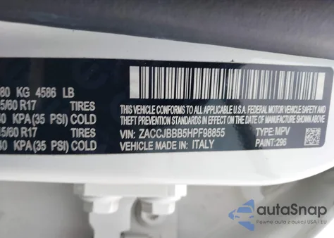 2017 Jeep Renegade Latitude 4X4 from USA, damaged, VIN ZACCJBBB5HPF98855